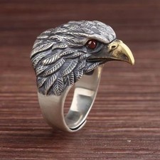 Mens Eagle Ring Gothic Punk Biker Adjustable Statement Ring Rock Jewellery UK