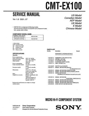 SONY CMT-EX100  Service & Operating Manuals  ( On CD)