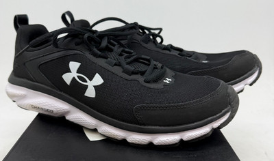 Under Armour Charged Assert 9 Running Sneakers Men's Black White Mesh - 9