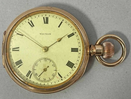 ANTIQUE WALTHAM ROLLED GOLD POCKET WATCH 1908 WORKING - VINTAGE WATCH