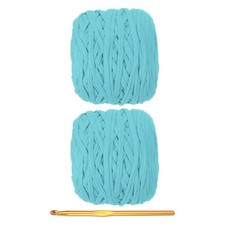 T-Shirt Yarn for Crocheting with Hook, 2 Pack 560g/196 Yards Yarn Lake Blue 