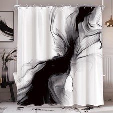 Black and White Shower Curtain 60Wx72H Abstract Bathroom Decor for Men Modern...
