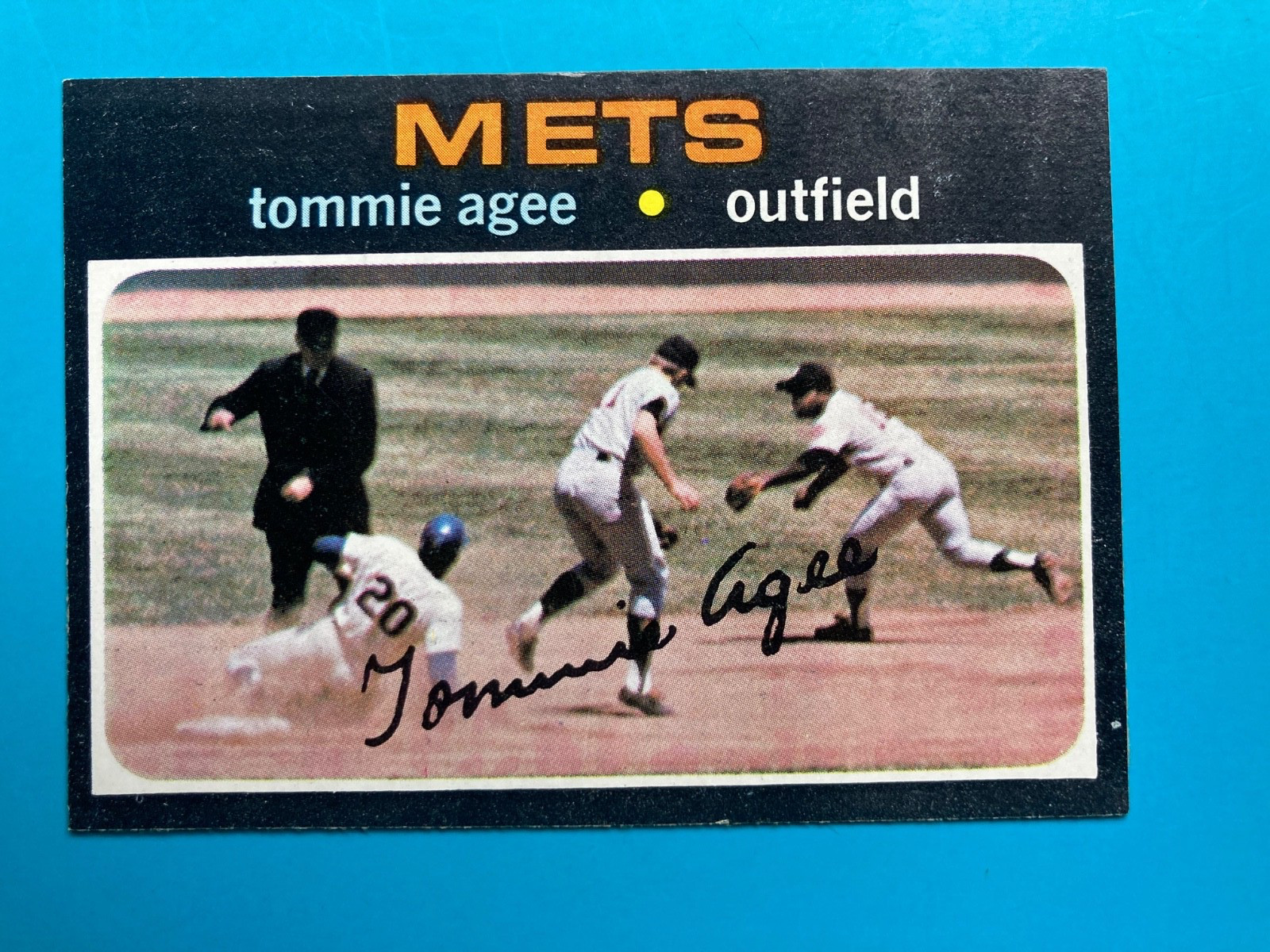 1971 topps baseball #310 Tommie Agee New York Mets NM+