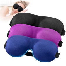 Sleep Mask for Back and Side Sleeper Pack of 3, 100 Light Blocking 3D Eye Mas