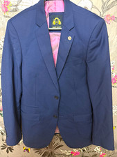 Marc Darcy Men’s Blue Twill Suit Jacket 38R Single-Breasted 2-Button Notch