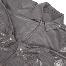 R&R Casuals Genuine Leather Bomber Jacket Men's Medium Brown Full Zip Outdoor