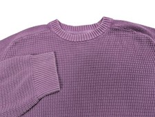 LL Bean Sunwashed Textured Sweater Men XL Thick Thermal Knit 100 Cotton Purple