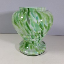 Vintage Bohemian Czech Green Splatter Glass Vase Franz Welz