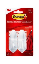 Command Medium Designer Hooks, 2 Hooks and 4 Command Strips, Damage Free Hang...