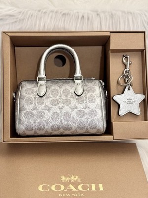 NEW Coach Boxed Mini Rowan Crossbody Bag And Mirror Bag Charm Set