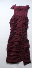 CurvySweet Women's Fishbone Mesh Bodycon Midi Dress BE5 Burgundy Size XS NWT