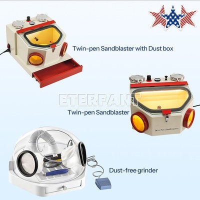 Dental Twin Pen Sandblaster with 2 Al Tanks/Dust-Free Grinding Machine with LED