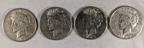 LOT OF 4 1923 S PEACE SILVER DOLLARS #51
