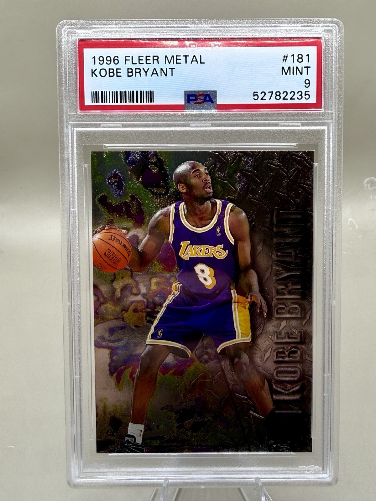 1996 Fleer Metal Kobe Bryant #181 PSA 9 Graded - Lakers view 1
