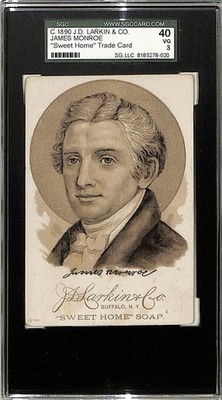 1885 J.D. Larkin & Co Sweet Home Soap President James Monroe SGC 3