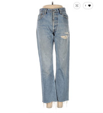 RE/DONE DENIM HIGH RISE BUTTON FRONT VINTAGE LEVIS 25 DISTRESSED