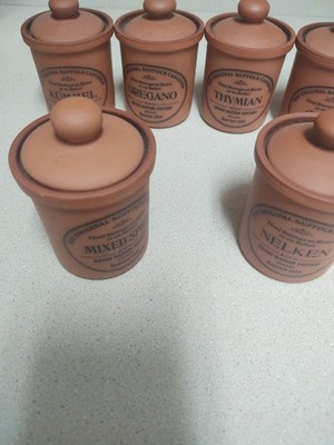 Original Suffolk Henry Watson Pottery Canister Herb Spice Pots