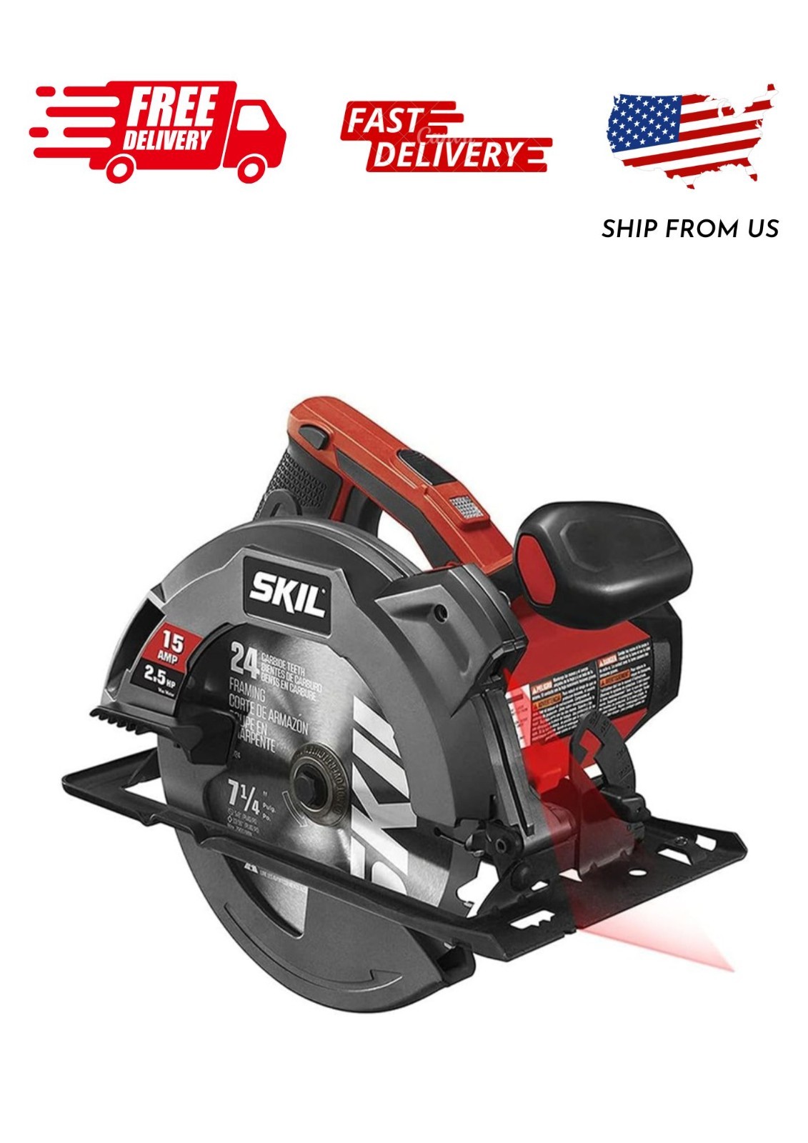 SKIL 15 Amp 7-1/4 Inch Circular Saw with Single Beam Laser Guide - 5280-01