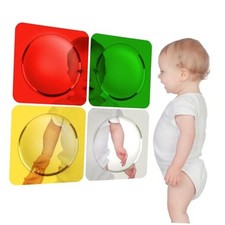 4 Pieces Sensory Wall Mirror, Scandinavian Natural Decor Acrylic Bubble