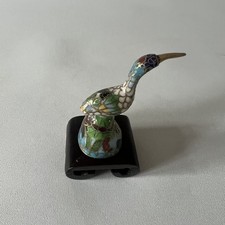 Vintage Cloisonne Enamel Bird Crane Sewing Thimble Figurine