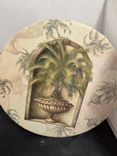 Vintage 2002 Tri-Coastal Tropical Palm Tree Round Hat Box Storage Box