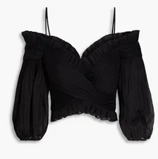 Zimmermann Pleated Off Shoulder Top in Black Size 2P