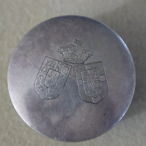 Antique 1962 Silver? WEDDING BOMBONIERE KING JUAN CARLOS & QUEEN SOFIA OF GREECE