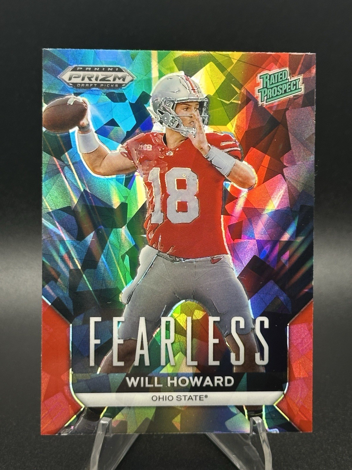 Will Howard Fearless Rated Prospect #F-WH 2024 Prizm Draft Picks RED cracked ice