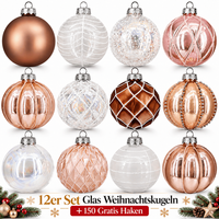 Weihnachtskugeln Glas 12Er Set Christbaumkugeln Baumschmuck Weihnachten Deko C8