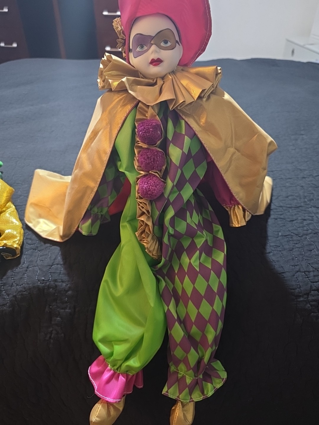 Vintage Mardi Gras Porcelain Jester Or Clown Dolls. Made In Japan