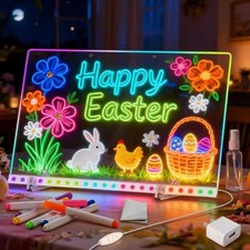 LED Drawing Board 14x10 Light Up Writing Tablet 7 Colors Dry Erase Kids Note