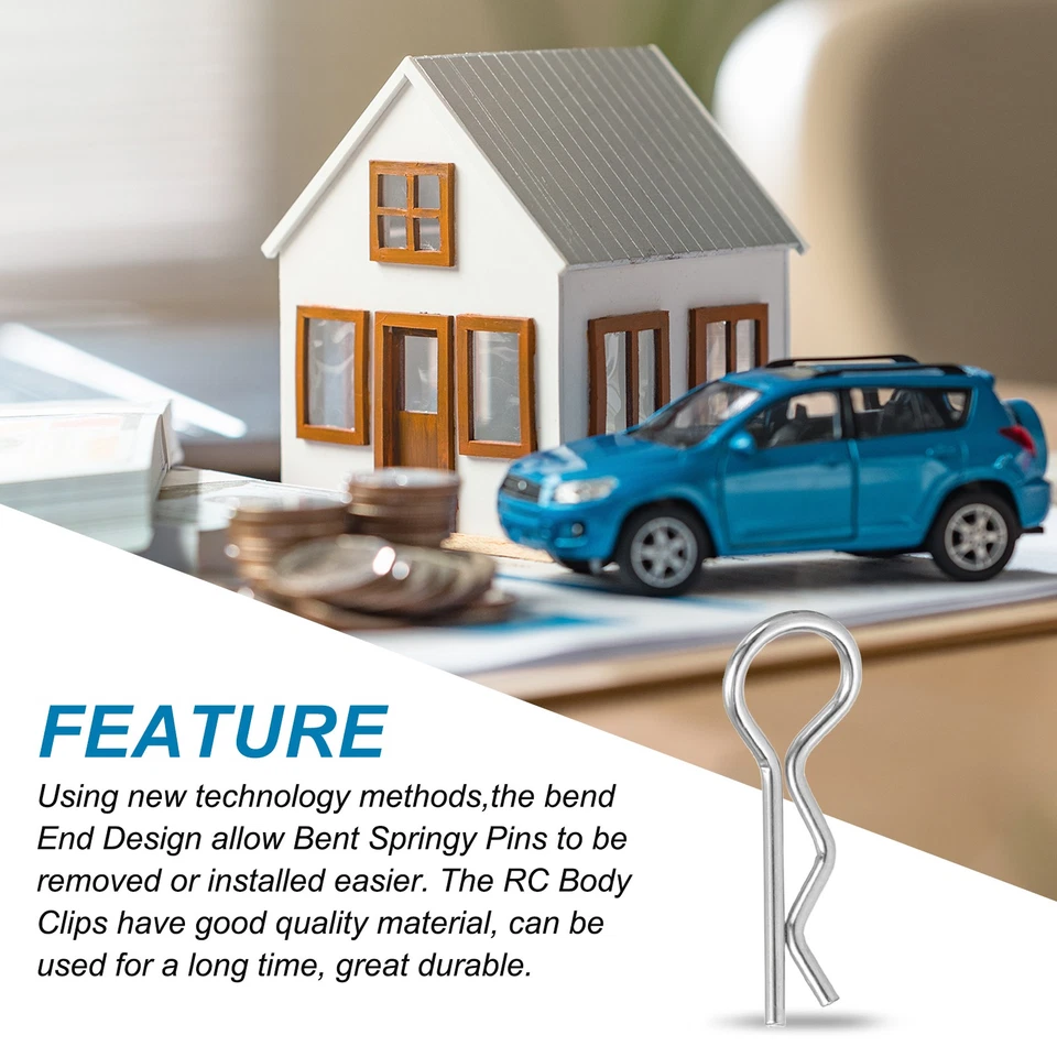 40Pcs At Carrosserie RC 30° pour 1/8 1/10 1/12 Argenté 24.3mm - Photo 3/4