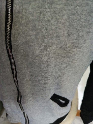 YISHANGYI Brand Varsity Jacket Full Zip Gray & Black Long Sleeve |P:20, L:22.5in - Picture 3 of 8