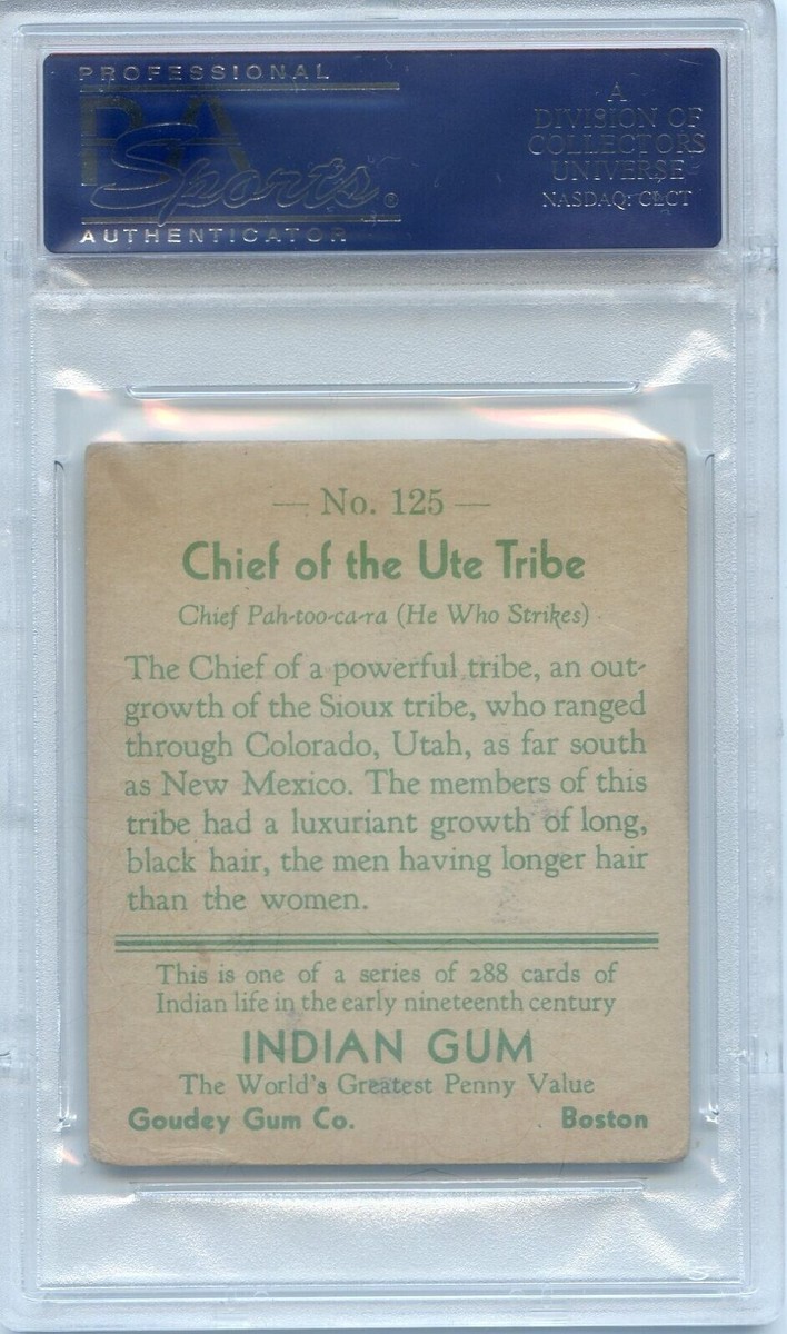 1933 Goudey Indian Gum #125 Series 288 Low Skip Chief of UTE Tribe