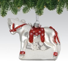 Dashing Through The Snow Glass Painted Pony Ornament