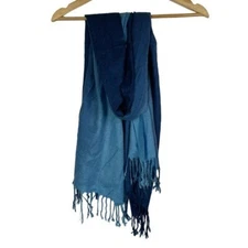 Boutique Blue Ombre Tassel Rectangle Scarf