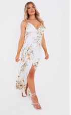 pretty little thing White Floral Maxi Dress Size 12uk