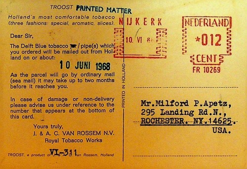 Stockade postal Royal Tobacco Works Troost Holland 1968 - Imagen 2 de 2