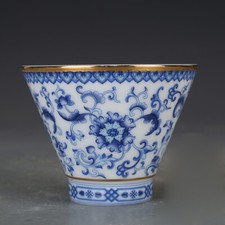 Tazze 3,3" buone porcellana cinese blu e bianca spago fiore di loto ramo