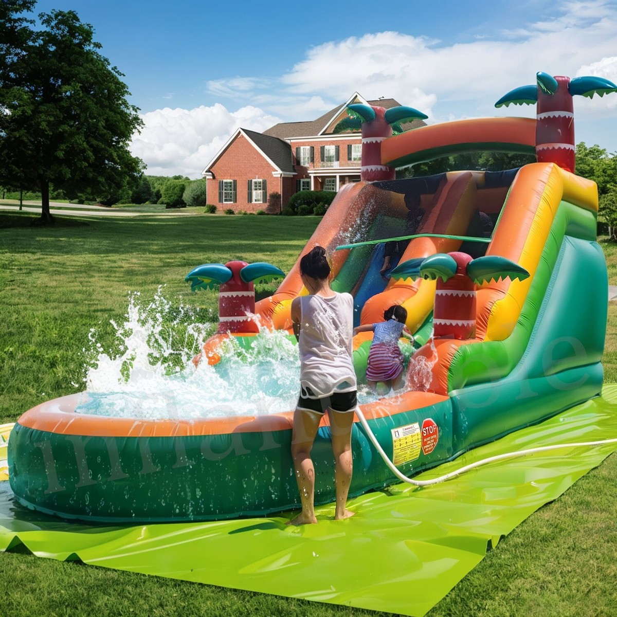 Commercial Inflatable Bounce House Water Slide With Blower for