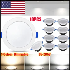 10PC Lamp Spotlight Round LED Downlight Dimmable Recessed Ceiling Light US STOCK