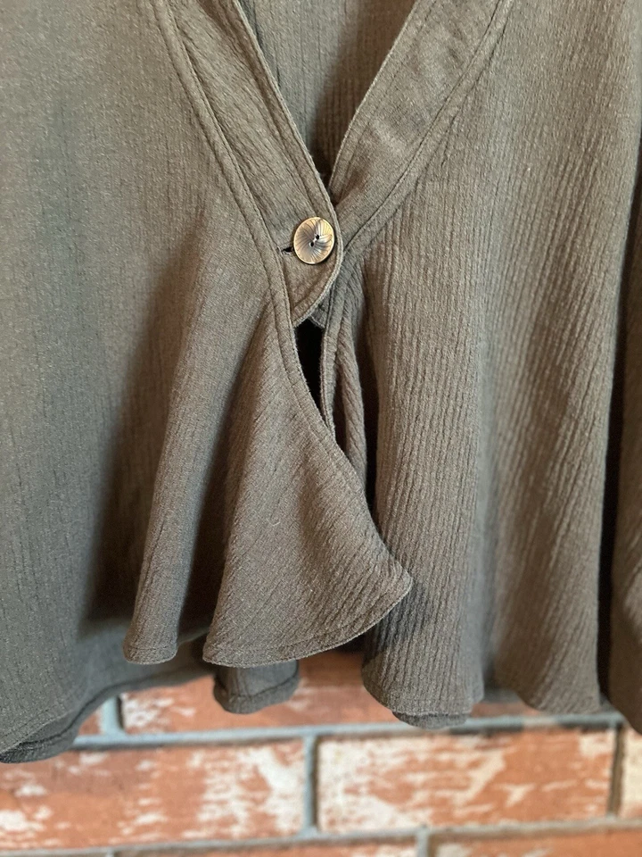 J Jill Suéter Marrón Texturizado Cárdigan Chaqueta Seda Cáñamo Mezcla Algodón Talla 1X Foto 2 de 4