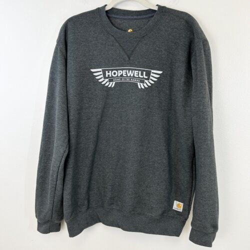Carhartt Sweatshirt M Hopewell Home Of The Hawks Pullover Crew Neck Gray Outdoor