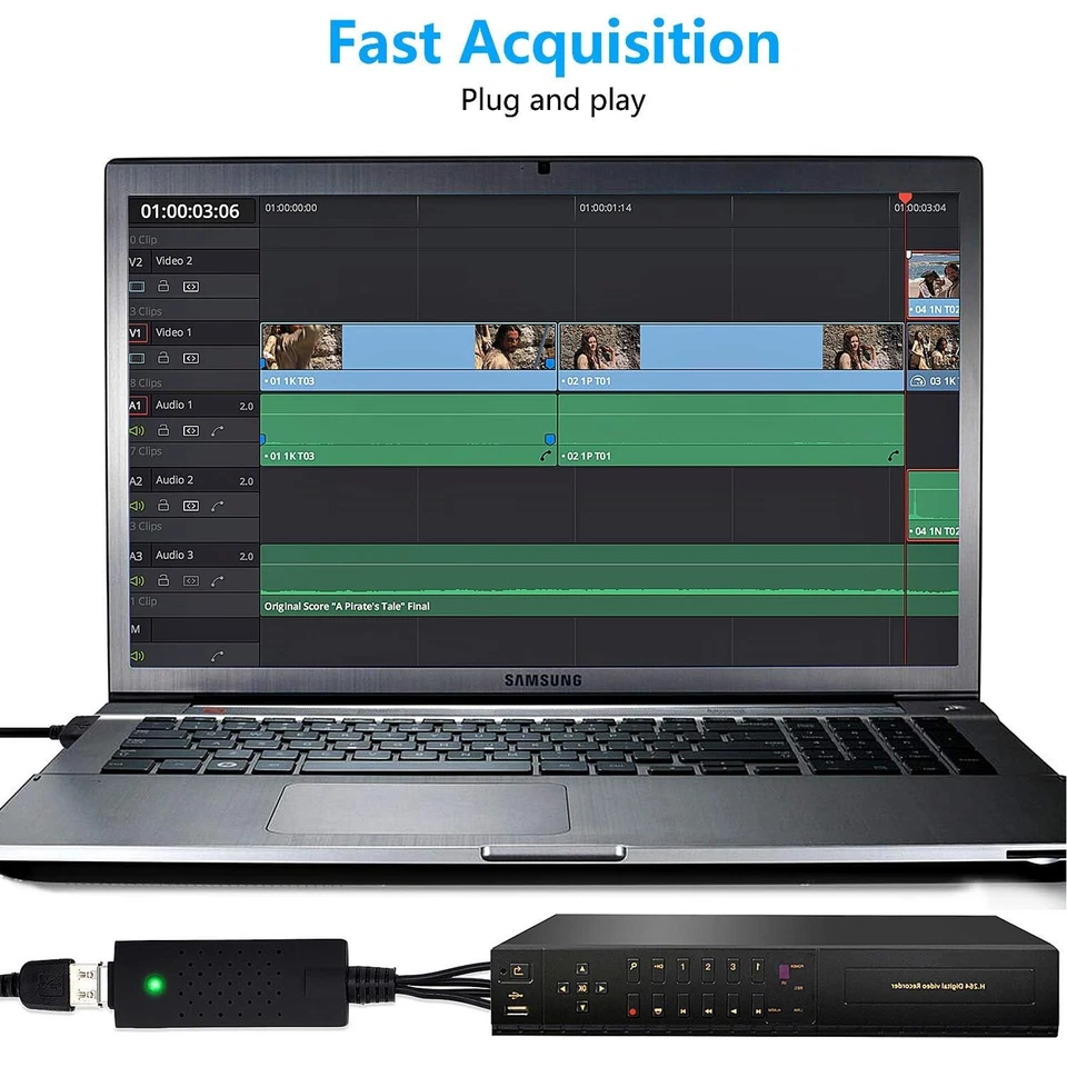 USB2.0 VHS To DVD Converter Audio Video Capture Kit Scart RCA Cable for Win10 - Image 3 of 4