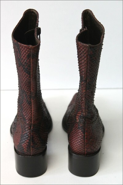 Bottines Manfield Pointues Cuir Reptile Marron - Taille 37, Talon 4.5 Cm, état Neuf