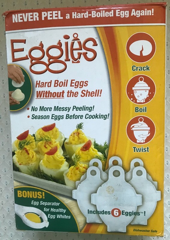 Eggies-Hard Boiled Eggs w/o the Shells! No More Messy Peeling-As Seen on TV-6 ct