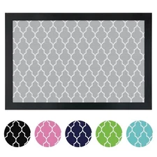 ArtToFrames Custom Cork Bulletin Board Quatrefoil Framed in Satin Black