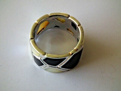 Bague Argent 925 Onyx Et Nacre Blanche - Taille 55 (7,5) - Neuf Avec étiquettes