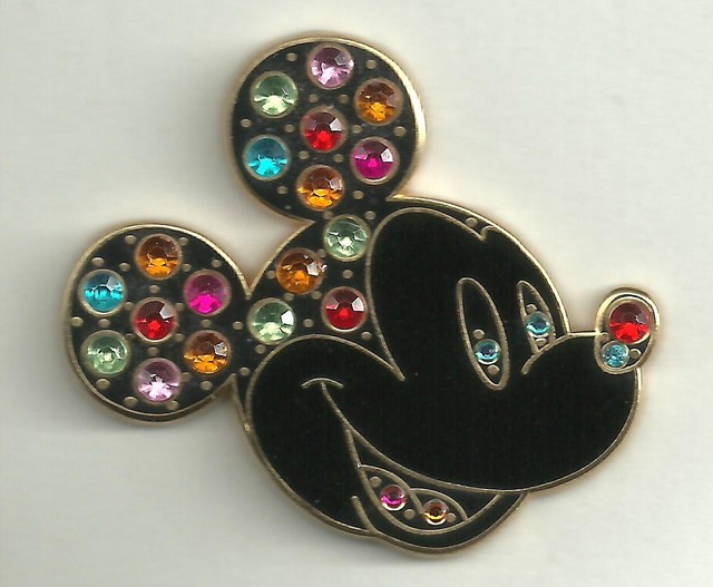 Disney pin Multi Colored Jeweled Mickey Head | eBay