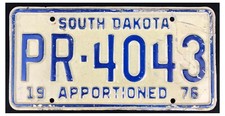 South Dakota 1976 APPORTIONED TRUCK License Plate PR-4043!